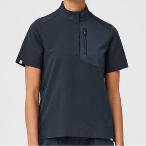 FIGS XL Women's Top Dark Harbor Jundah Quarter Zip Scrubs